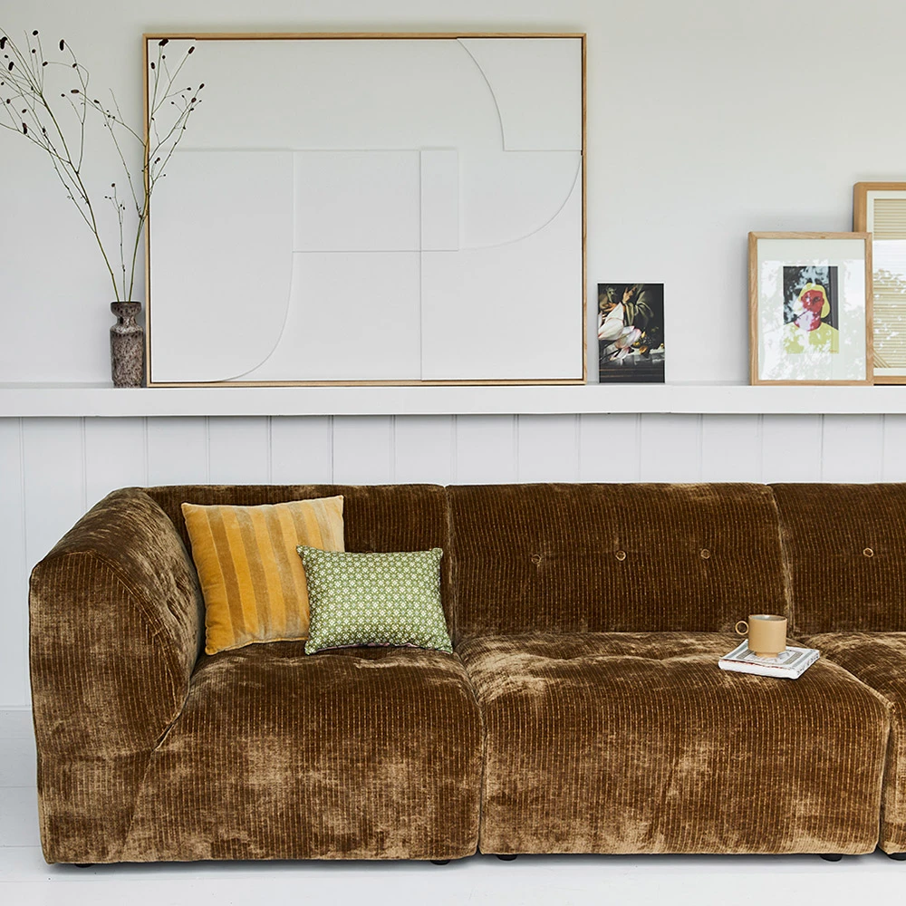 HKliving Striped Velvet Cushion Ochre/Gold (45x45) HKliving Striped Velvet Cushion Ochre/Gold (45x45)