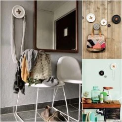 HKliving Large White Button Hanger