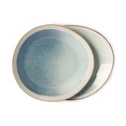 HKliving Ceramic 70's Side Plate Mist Set of 2