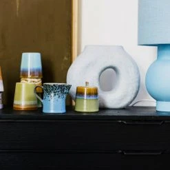 HKliving Ceramic 70's Milk Jug & Sugar Pot Berry Peat