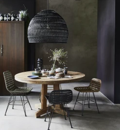 HKliving Wicker Pendant Lamp Ball Black L