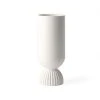 HKliving Ceramic Flower Vase Ribbed Base - White