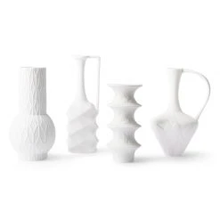 HKliving Matt White Porcelain Vases Set of 4