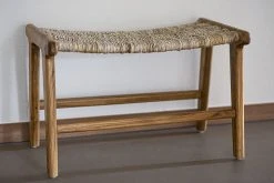 HKliving Stool 65x40x41,5cm in Natural Teak Wood and Rope Seat 4 HKliving Stool 65x40x41,5cm in Natural Teak Wood and Rope Seat