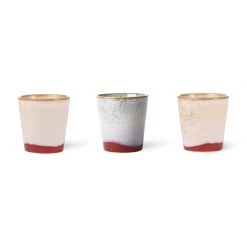 HKliving Ceramic 70's Mug: Frost (Set of 4)