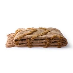 HKliving Rust Cotton Fringe Throw