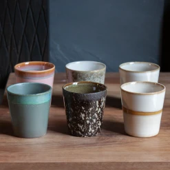 HKliving Set of 6 Ceramic 70's Mugs
