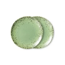 HKliving 70s Ceramics Kiwi Dessert Plate - Set of 2