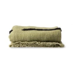 HKliving Woven Throw - Pistachio with Black Tufting