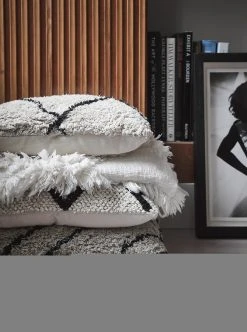 HKliving Off White and Black Cotton Diamond Cushion 3 HKliving Off White and Black Cotton Diamond Cushion