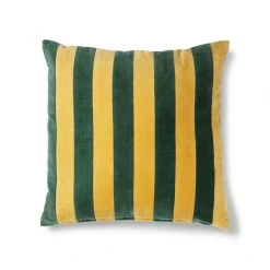 HKliving Green/Mustard Velvet Striped Cushion